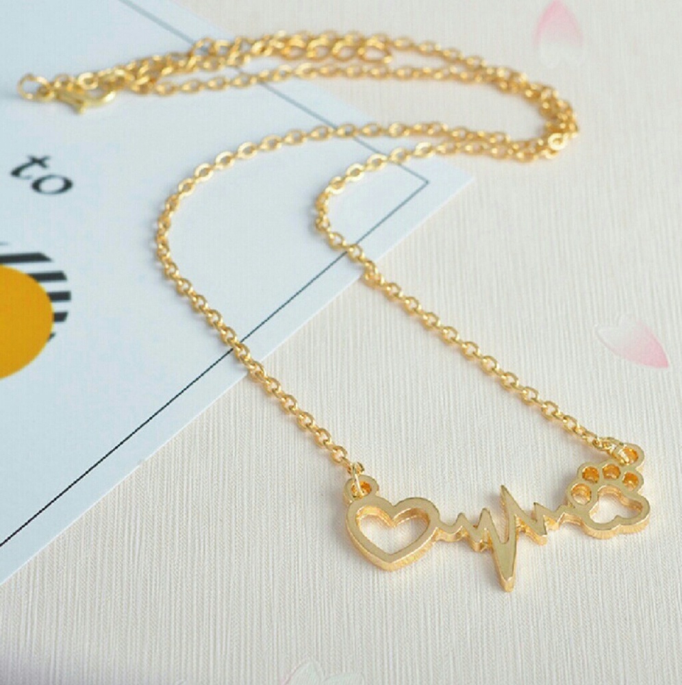 🥰😍Paw Print Heartbeat Heart Necklace😍🥰 - Picture 3 of 3